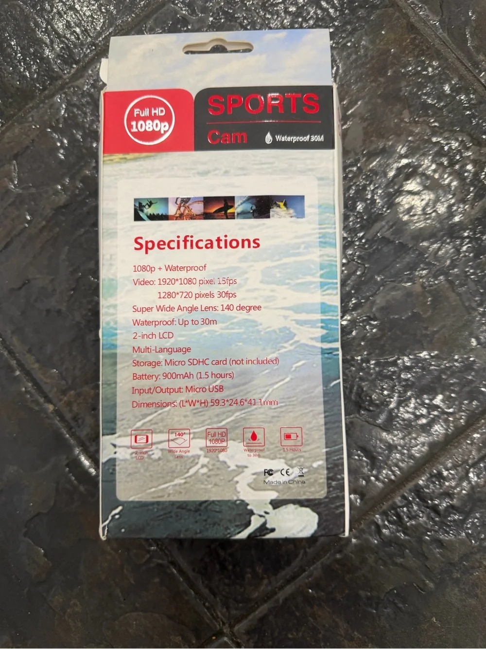HD 1080P Waterproof Sports Action Camera Blue New in Box